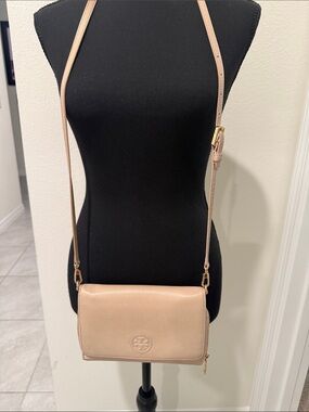 Tory Burch Blush Leather Crossbody Wallet Bag